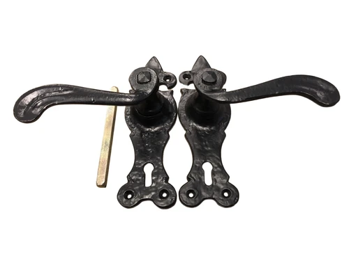 Exclusive set of door hardware - wrought iron - black powder coating - BB55'' - weatherproof