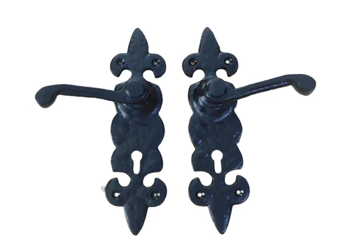 Exclusive set of door hardware B55 - wrought iron - black - weatherproof
