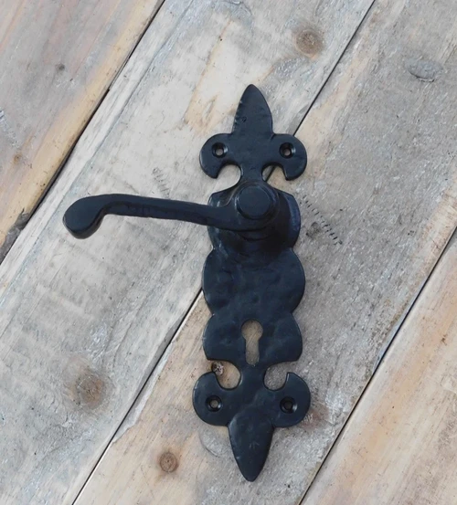 Exclusive set of door hardware B55 - wrought iron - black - weatherproof