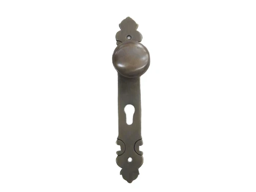 Half set of door hardware PZ92 - knob with long plate - patinated brass