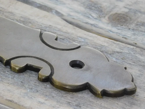 Half set of door hardware PZ92 - knob with long plate - patinated brass