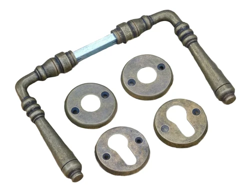 Set Door Hardware - Handles and Rosettes - PZ - Brass Tumbled