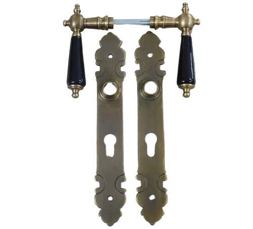 Set of door hardware - PZ92 - Brass patinated - front door