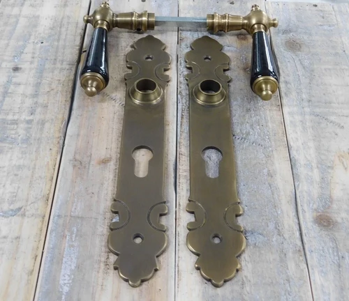 Set of door hardware - PZ92 - Brass patinated - front door