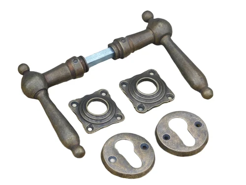 Set Türbeschläge PZ - Griffe und Rosetten - Gebürstetes Messing