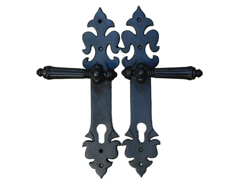 Set of door hardware - front door - dark brown - like antique iron, only one!