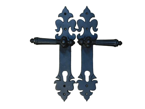 Set of door hardware - front door - dark brown - like antique iron, only one!