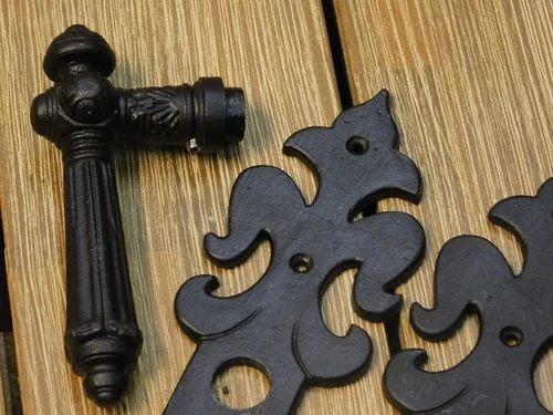 Set of door hardware - front door - dark brown - like antique iron, only one!