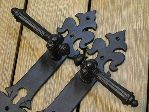 Set of door hardware - front door - dark brown - like antique iron, only one!