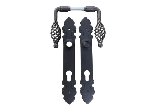 Set of door hardware PZ92 - onion-shaped handles - antique iron - dark brown