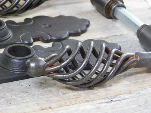Set of door hardware PZ92 - onion-shaped handles - antique iron - dark brown