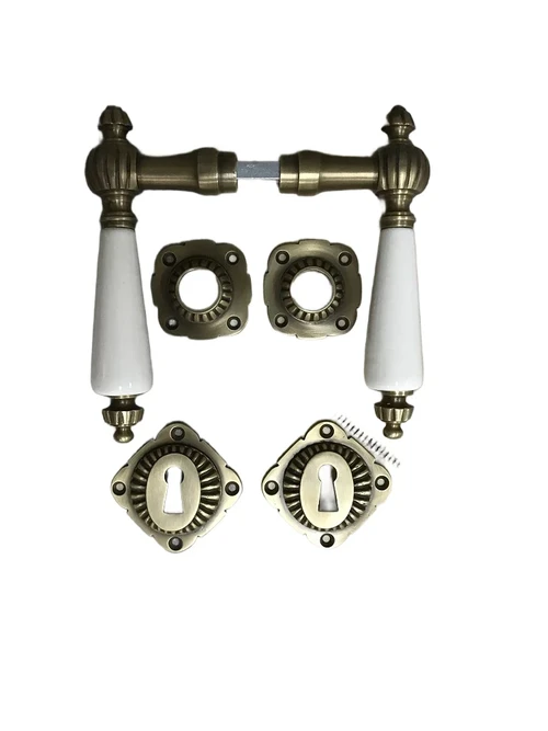 Set of door hardware for room doors - BB - brass with ceramic handles