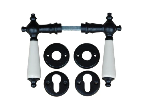 Set of door fittings for front door - PZ - iron, black - timeless design