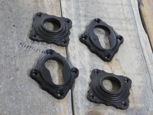 Set Deurkrukken met handvat keramische in antiek wit, 2 knoppen, rozetten, 2-kasteel rozetten PZ, deur, ijzer bruin