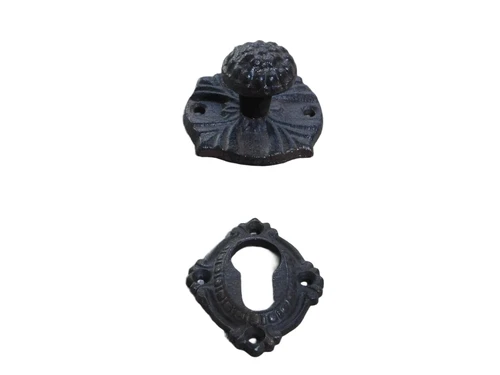 Fixed door knob Lindu - cast iron - with lock rosette for cylinder lock 