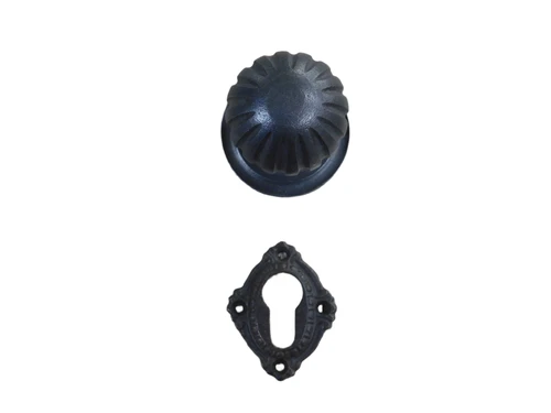 Fixed Doorknob Narrow - with Rosette - Antique Iron - Dark brown