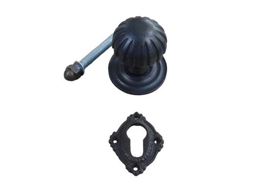 Fixed Doorknob Narrow - with Rosette - Antique Iron - Dark brown