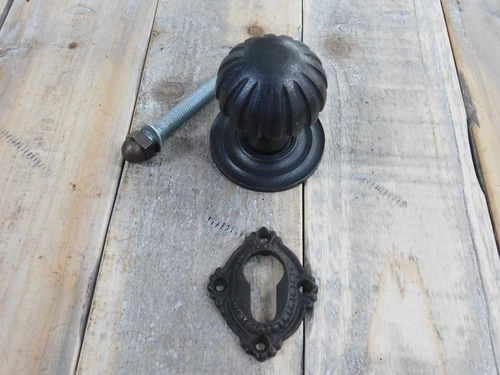 Fixed Doorknob Narrow - with Rosette - Antique Iron - Dark brown