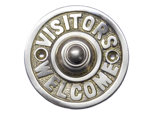 Doorbell “'Visitors Welcome”' - 8 cm - Brass