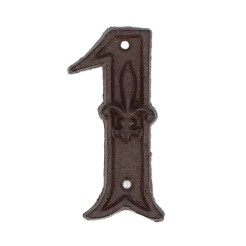 House number - numeral 1 - cast iron brown