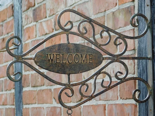 Sign Welcome with Bell - Metal
