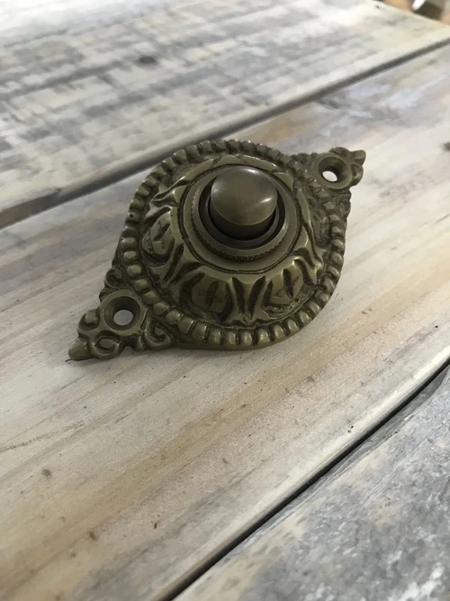 Ornate Doorbell - Antique Brass - Pressure Bell