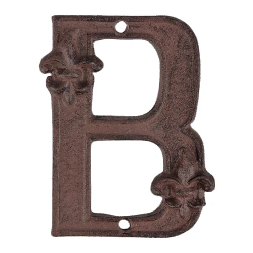 Stylish letter “B” for house walls, extension of house number in antique brown