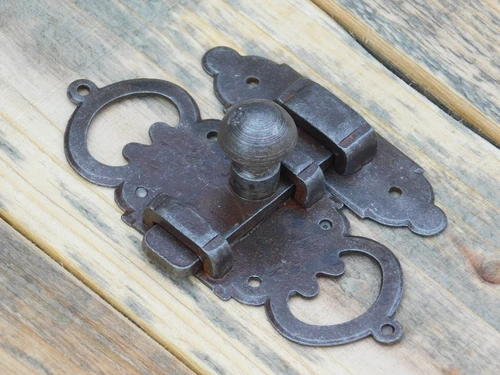 Decorative sliding lock - Door hardware - Rusty - Iron - Furniture hardware