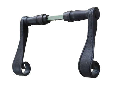 Beautiful hand-forged door set, wrought iron robust design, chamber door hardware., dark brown
