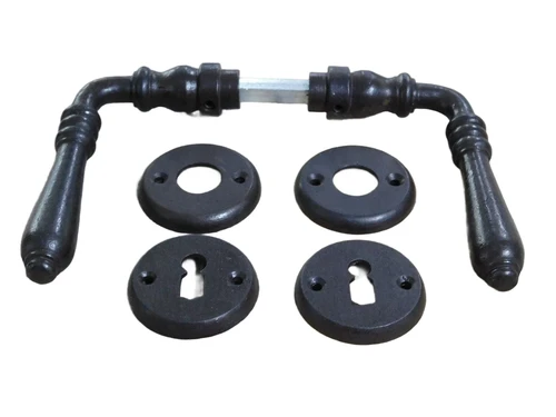 Like antique this door set with rosettes - retro antique fittings for room doors, dark brown
