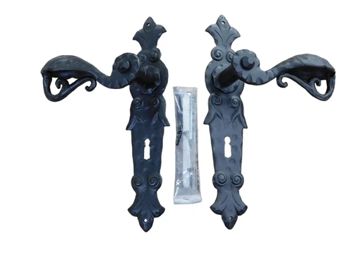 Italian exclusive wrought iron door hardware for room doors-Corina-Vecchia black