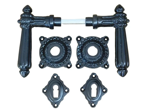 Set of door hardware - black - BB Castle - iron