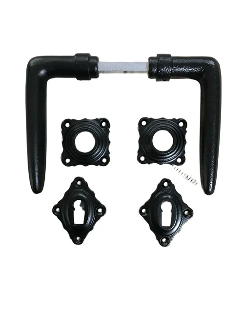 Set of door hardware - deep black - handles with rosettes BB - room doors