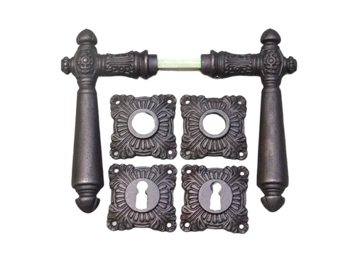 Set of door hardware for room doors - BB - iron - red/brown rusted