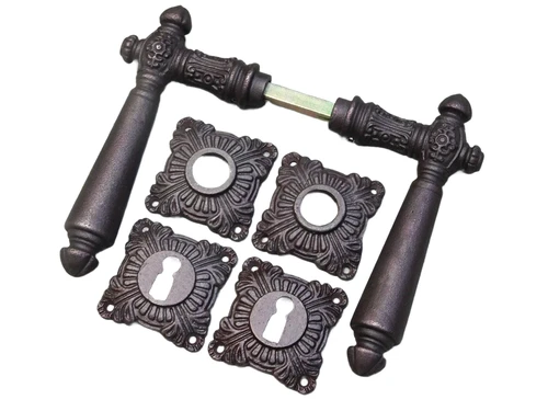 Set of door hardware for room doors - BB - iron - red/brown rusted