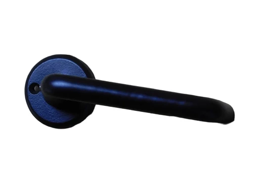 Set of door handles with round handle rosettes + key rosettes PC - Matt black - Aluminium