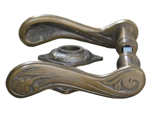 Art-Nouveau deurbeslagset +rozetten set voor binnendeuren, messing.