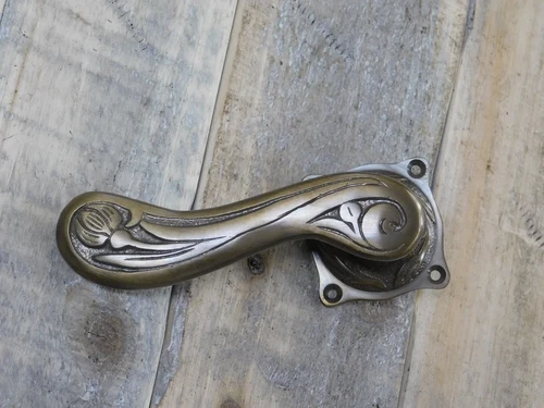 Art-Nouveau deurbeslagset +rozetten set voor binnendeuren, messing.