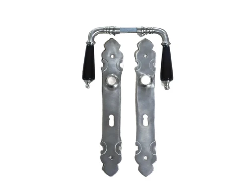 Set of door hardware BB 72 - matt nickel - with black porcelain handles