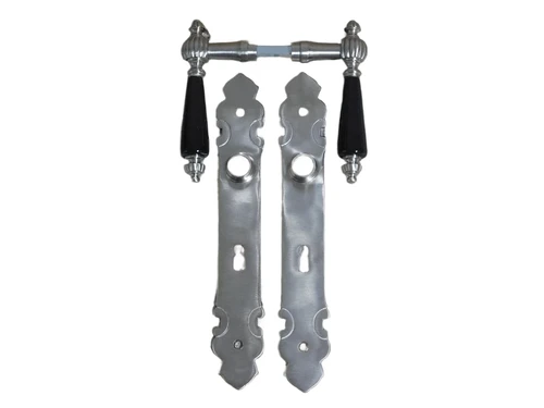 Set of door hardware BB 72 - matt nickel - for internal doors - with porcelain handles
