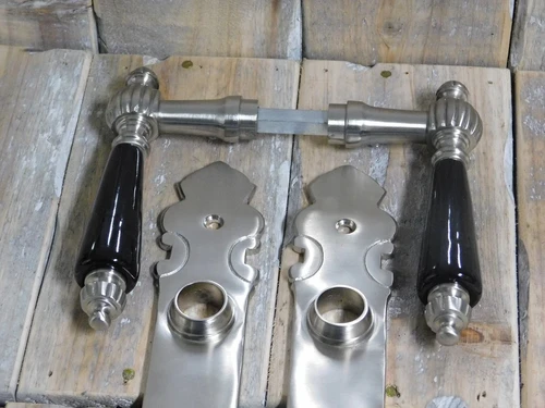 Set of door hardware BB 72 - matt nickel - for internal doors - with porcelain handles