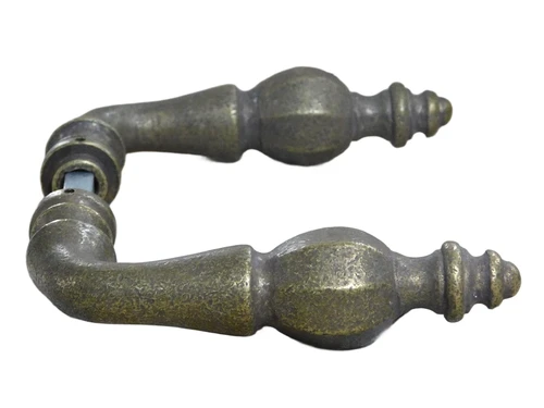 Set of door hardware Kanone - antique brass - handles, rosettes and mandrel