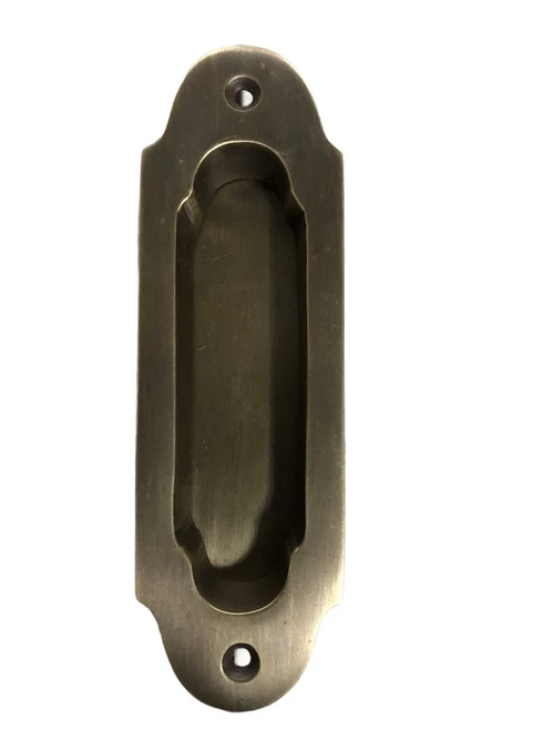 Sliding door handle - patinated brass - bowl handle