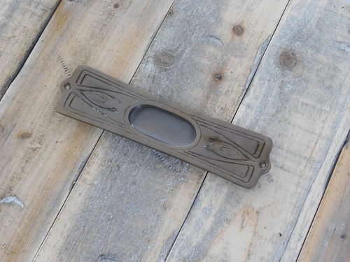 Schuifdeurgreep, Art Nouveau, messing gepatineerd