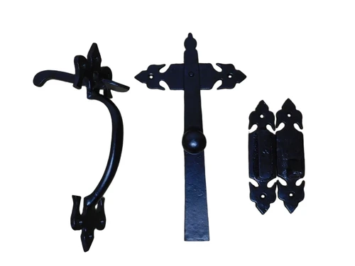 Antique gate lock - door bolt - black - trap lock - made of iron