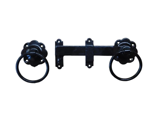 Gate lock with ring lock round - wrought iron - black