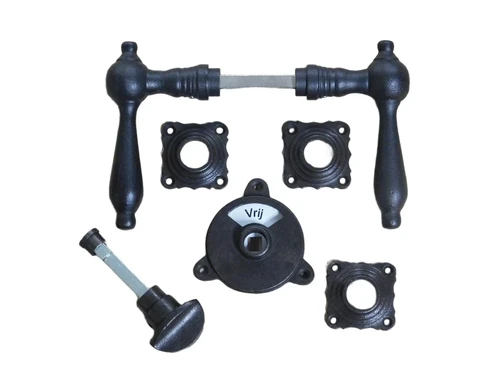 Door hardware toilet, twist lock with latches, occupied + free toilet, antique iron dark brown.