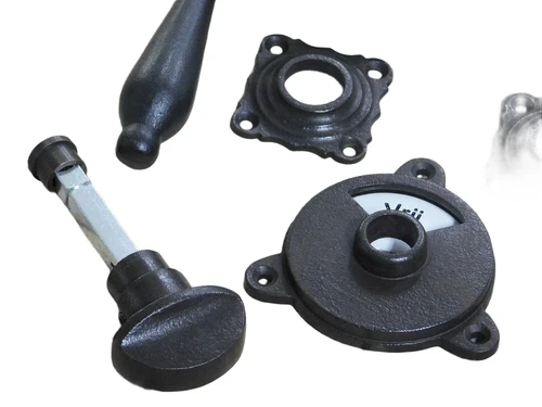 Door hardware toilet, twist lock with latches, occupied + free toilet, antique iron dark brown.