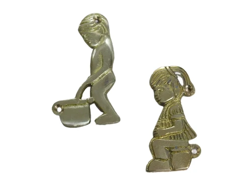 Toilet door plates toilet door sign - brass - for toilet, boy + girl
