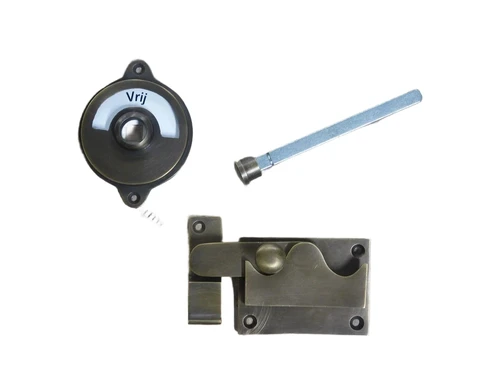 Turn lock for toilet door - patinated brass